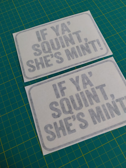 IF YA' SQUINT SHE'S MINT Decal