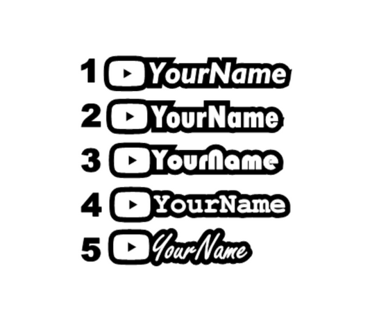 10x Youtube Tag Decal Design 2