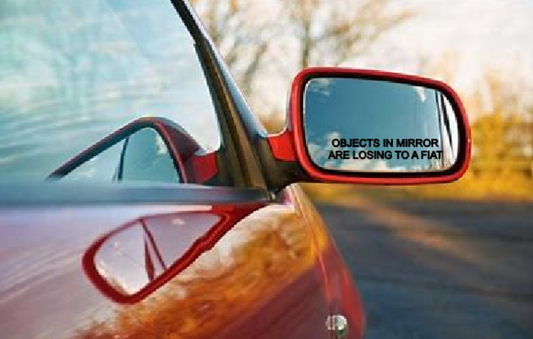 Objects In This Mirror Are Losing To A Fiat Decal